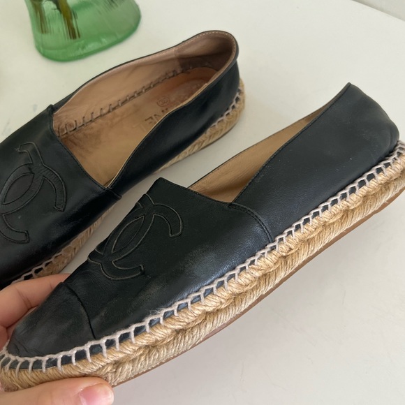 Chanel Black Leather Espadrilles - Picture 7 of 9